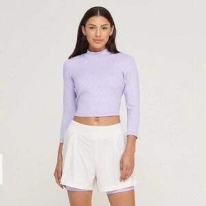 NWT Bad‎ Birdie The Links Mock Neck Cattails XL Fitted Golf Top $80 3/4 Lavender